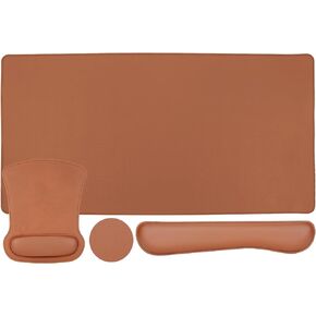 مجموعة وسادة الفأر لوحة مفاتيح Mosiso ، جلود بو كبيرة ألعاب Mousepad و Keyboard Rest & Mouse Wrist Rest & Coaster ، Mousepad غير المريح ووسادة الكتابة السهلة مع رغوة الذاكرة لمكتب المنزل ، بني in Kuwait