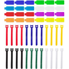 Cable Management Sets, 24 Pcs Multicolor Cable Labels and 24 Pcs Reusable Fastening Cable Ties - For Home, Office, Desk, Wire, Cable Organizer, Cord Management in Kuwait