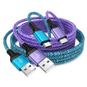 for iPhone 16 Charger Cord USB A to USB C Fast Charging 2Pack 10FT for iPhone 16e/16/16 Pro Max/16 Plus/15 Pro Max/15 Plus,Braided Type C Cable for Samsung A56 A36 A26 A25 A35 S25 S24 S23 A54 A14 A53