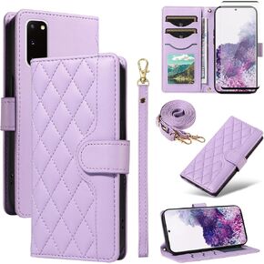 Asuwish Phone Case for Samsung Galaxy S20 5G 6.2 inch Wallet Cover with Tempered Glass Screen Protector and Wrist Strap Lanyard Card Holder Slot Stand Accessories S 20 20S UW S2O Women Men Rose Gold