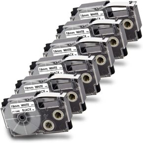 Pristar Compatible Label Tape Replacement for XR-18WE XR18WE for Casio Label Maker Tape 18mm 3/4" for Casio EZ Label Maker KL-750 KL-780 KL-7000 KL-7200 KL-120 KL-130 KL-820, Black on White, 3-Pack