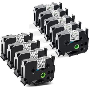 Labelife 18mm Label Tape Compatible with Brother P Touch TZ Tape 18mm 0.7 Laminated White/Clear Tape Tz Tape TZe-241 TZe241 TZ-241 TZ241 TZe-141 TZe141 TZ-141 TZ141 3/4 Inch Tape, Total 9-Pack