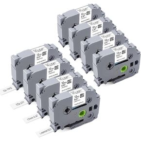 8Pk Replace for Brother Label Maker Tape 12mm 0.47 White Work with Brother P Touch Label Tape TZ TZe 1/2" Black on White TZe-231 for P-Touch PT-H103w H110 D210 D220 D400 1180 1280 1890 2040,8m 26.2ft
