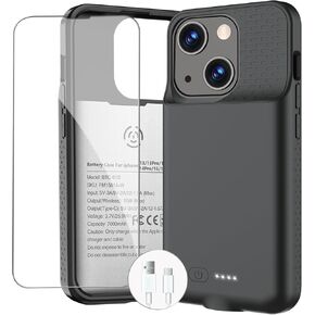 Battery Case for iPhone 13/13 Pro/14/14 Pro/15/15 Pro, Ultra-Slim Wireless Fast Charging Case Extend Rechargeable Anti-Fall Soft-TPU Charger Case for iPhone 13/13 Pro/14/14 Pro/15/15 Pro 6.1"