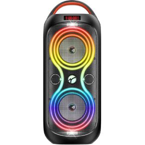 Party Bluetooth Speaker with Genuine 40W Sound, Dynamic LED Lights, 8 Vibrant Colors & 5 Light Modes, Micro SD Slot, AUX, USB & Microphone Input, 6-Hours Playtime, Ideal for Events & Parties