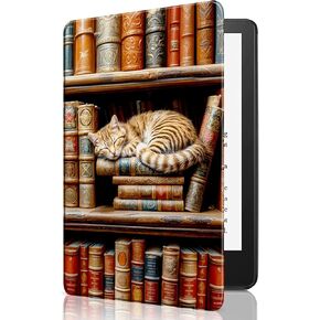 for Kindle Paperwhite (10th Generation, 2018 Release) Case, Slim Lightweight Smart Cover Case with Auto-Wake/Sleep for Kindle Paperwhite 2018,Library Bookshelf Cat