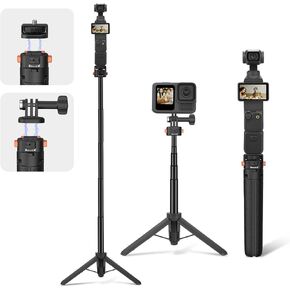 Osmo Pocket 3 Tripod for Action Camera, Mini Table Desk Extendable Tripod Stand Small Handheld Selfie Stick with Quick Release 1/4'' Screw Vlog for DJI Action 5 Pro for Insta360 X4 Accessories