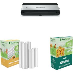 FoodSaver Vacuum Sealing Machine & Vacuum Sealer Bags & Vacuum Sealer Bags for Airtight Food Storage and Sous Vide, 1 Quart Precut Bags (44 Count)