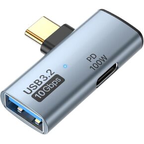 SOOPII 2 in 1 USB C to USB 3.2 Adapter with 100W Charging Port,USB C Male to USB Female Adapter OTG Converter for iPhone 16/15 Series, MacBook, iPad and More Type C Devices, Grey
