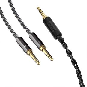 Linkidea Upgrade Audio Cable Compatible with Hifiman Sundara, Ananda, Arya, HE400SE, HE4XX, HE-400i, Denon AH-D600 AH-D7200 6N OCC 4.4mm to Dual 3.5mm Replacement Aux Cord (Black 4.9 ft/1.5 m)