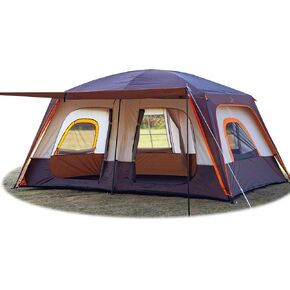KTT Extra Large Tent 8-10 Person,Family Cabin Tents,2 Rooms,3 Doors and 3 Windows with Mesh,Straight Wall,Waterproof,Double Layer,Big Tents for Outdoor,Picnic,Camping,Family Gathering