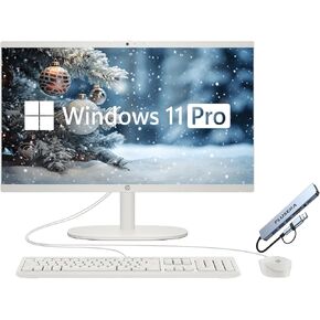 HP 21.5" FHD All-in-One Desktop Computer, 32GB RAM 1.2TB Storage (1TB SSD + 256GB Docking Station Set), Dual-Core Intel Celeron, Windows 11 Pro with Microsoft Office Lifetime Suite, Keyboard & Mouse
