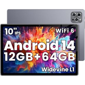 Android Tablet ، 2025 Tablet 10.2 inch Android 14 Tablets ، Octa-Core 12GB RAM 64GB ROM | بطارية 6000 مللي أمبير في الساعة ، 1024 جيجابايت توسع | 1080 * 800 HD IPS الشاشة اللمس | 5g/2.4g wifi 6 | بلوتوث 5.0 (رمادي)