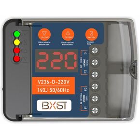 Heavy Duty Wiring Surge Protector with LED Display Adjustable Voltage & Delay Protection, 220V, 30A, 6600W Max, 140J Surge Protection for Refrigerators,Air Conditioning, Motors, Pumps