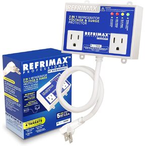 Refrimax Electronic Surge Protector for Refrigerators 27 cu. ft. or More, with 2.23ft Cable and Two Outlets