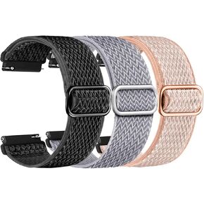 GloryFit Smart Watch Bands, 22mm Watchbands for GloryFit T80 T70 T60 T50 P99 P98 Smartwatch, Stretch Elastic Nylon Watch Straps Replacement Wristband Adjustable Straps Fabric Breathable (3-PACK)