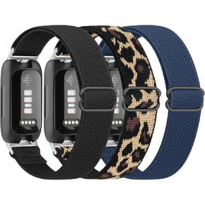 3-Pack Elastic Bands for Fitbit Inspire 3 / Inspire 2 / Inspire/Inspire HR Bands Women Men, Soft Loop Stretchy Straps Replacement Wristband for Fitbit Inspire Fitness Tracker