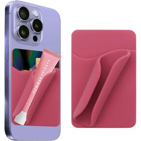 Phone Case Lip Gloss Holder,Silicone Lipgloss Holder with Card Holder,Self-Adhesive Lip Holder Suitable for iPhone and Android(3 PCS) Multicolor