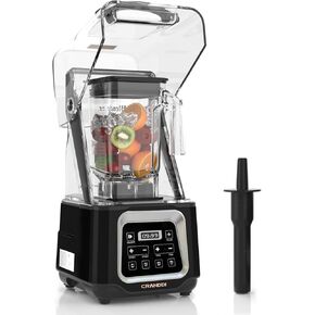 CRANDDI Commercial Smart Smoothie Blender - 2200W High-Power Professional Blenders for Smoothies & More, 4 Pre-Set Programs, Quiet Blender with Removable Shield, 52oz BPA-Free Jar, 120V, K80TS