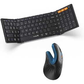 ProtoArc XK01 Folding Bluetooth Keyboard and EM11 NL Ergonomic Mouse Blue