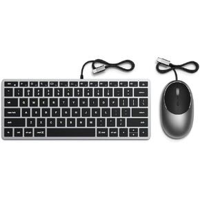 Satechi Slim W1 Wired Keyboard & Aluminum C1 Wired Mouse Bundle, USB C Connection, Backlit Keys, Adjustable DPI, for MacBook Pro/Air, iPad Pro/Air, iMac, Latops, Desktops, and Tablets
