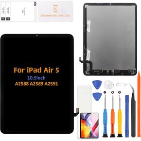 A-MIND for iPad Air 5 2022 10.9" Replacement LCD Display Touch Digitizer Assembly A2588 A2589 A2591 Full Repair Kit with LCD and Tools(Black)
