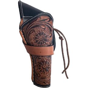 Hulara Full Grain Buff Leather Cross Draw Holster Gun Holder 22 .38/357 .44/45 Cal Revolver Gun Western Holster Fit 4" to 6" Revolver Holster