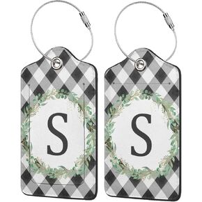 Blue Cat PU Leather Luggage Tags for Suitcases 2 Pack Baggage Tags with Privacy Cover ID Label Address Card and Durable Metal Ring for Women Men Travel