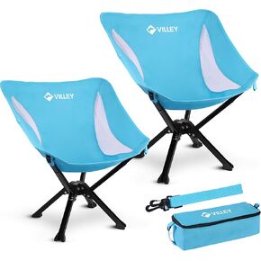 VILLEY Portable Folding Chair Lightweight Camping Chair No Assembly Needed, Quick Setup for Beach, Hiking, Supports 330 LBS, Blue
