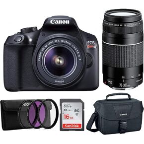 Canon EOS Rebel T6 18MP DSLR 18-55mm, 75-300mm Lenses, Bonus SD Card, and WiFi