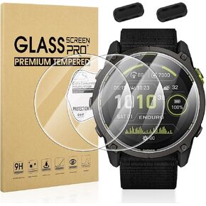 Suoman 3+2 Pack for Garmin Fenix 8 (AMOLED) 43mm Screen Protector + Charger Port, [Anti-Scratch] 2.5D 9H Hardness Tempered Glass Screen Protective Film