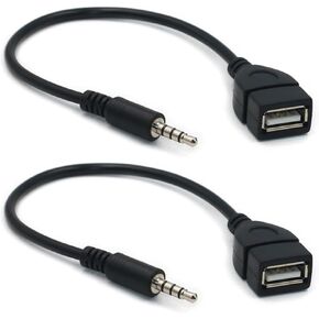 2PCS USB to 3.5mm Adapter AUX to USB Adapter Music Car Stereo Male Plug to USB Female Cord Converter