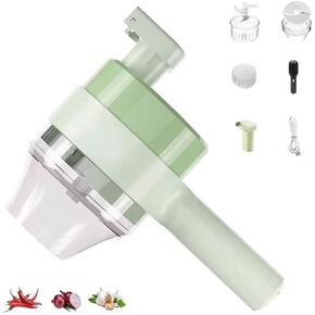 Mini Food Chopper with Transparent Cup, Manual Garlic Press Mincer, Sage Green