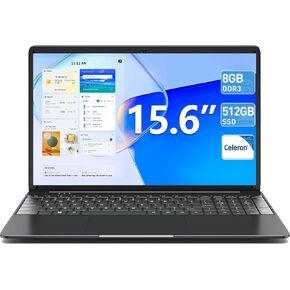 15.6 Inch Laptops, 8GB DDR3 512GB SSD Windows 11 Laptop Computer with I3 Processor, HD Display, 52Wh Battery, Wi-Fi 5, BT4.2, HDMI, USB3.2, Type-C, for Business and Students