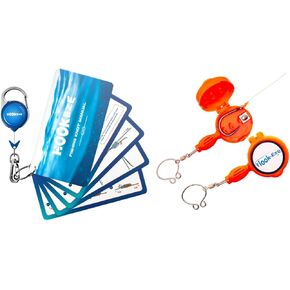 HOOK-EZE Fishing Knot Tying Tool(Large Model-Orange), Fishing Knot Tying Cards to 8 Essential Fishing Knots, Come with A Fly Fishing Zinger Retractor