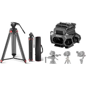 NEEWER 74" Video Tripod with Fluid Head, Metal Camera Tripod with Smooth Friction Damping, Quick Release Plate Compatible with Manfrotto 501, Max Load 17.6lb, TP37, SR015 15mm LWS Baseplate Included