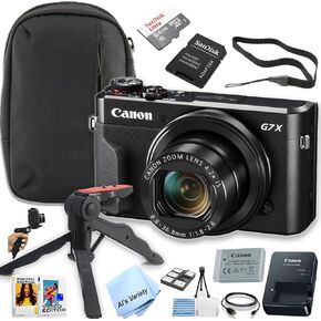 Canon PowerShot G7 X Mark II Digital Camera Bundle -+ 64GB Ultra Memory + Case, Grip, Software Pack (Essential Bundle)(Black) (Renewed)
