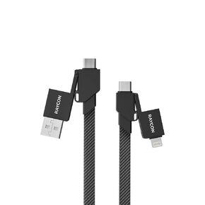 Raycon Magic Flex Cable ، Universal Cable Charger 6-in-1 (6 Int) ، 100 واط ، iProductible/USB C/USB للهواتف الذكية والأجهزة اللوحية والملحقات-الأسود