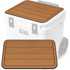 SeaDek EVA Mat Cooler Pad fits YETI | Peel & Stick Application | Non Slip Comfort Accessories - Teak Lines (Mocha-Black)
