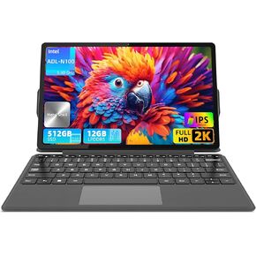 jumper 2 in 1 Laptop, 12 Inch 2K FHD IPS Touchscreen, Intel N100, 12GB DDR5 RAM 512GB SSD, Detachable Keyboard, Intel UHD Graphics, Dual Stereo Speakers, Dual Camera, Convertible Tablet PC.