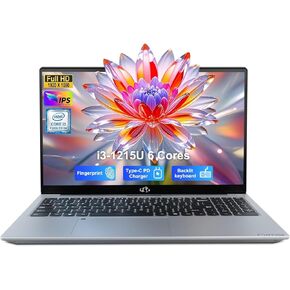 NIMO 15.6" IPS FHD-Business-Laptop, Intel 6 Core i3-1215U 32GB RAM 1TB SSD (Beat i5-1135G7, Up to 4.4GHz) Computer with 65W Type C Fingerprint Backlit Keyboard Wi-Fi 6 Numpad Win 11