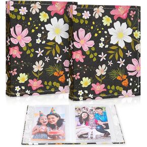 FIODAY 2 Pcs Photo Albums 4x6, Small Mini Photo Albums Holds 52 Photos Cute Picture Album Leather Photo Book for Kids Birthday Family Wedding Anniversary Album