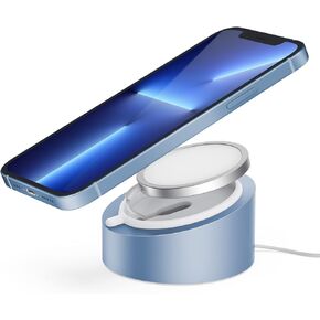 Stouchi Mag- Safe Charger Stand for 25W/15W MagSafe Charger Heavy-Duty Premium Metal Holder Base Desktop Tablet Mount for iPhone 16 Pro /16/15 Pro/15/14/13/12 -Silver