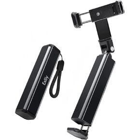 Airplane Phone Holder, Portable Travel Holder for Desk with Multi-Directional 360 Degree Rotation, Pocket Size Foldable Multi-Way for Tray Table, Train Travel Accessory (Black)