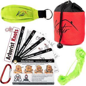 Arborist Knots Card Set - 10 Essential Knots for Camping and Throw Weight and Line Kit with Storage Bag 16 OZ
