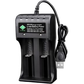 WAVYPO 18650 Battery Charger, 2-Bay Universal Smart Charger for Lithium ion Battery 10440 14500 16340 16650 14650 18350 18500 AA AAA