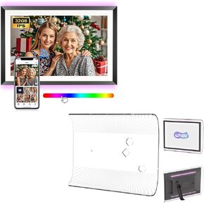 Bigasuo 10.1 "إطار صورة رقمي WiFi مع ضوء LED ولوحة عكس الأكريليك