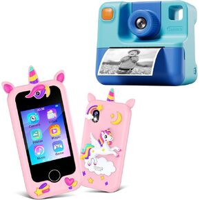 Instant Print Camera for Kids and Kids Smart Phone Toys for Girls, 1080P Kids Instant Cameras, HD Dual Camera Toddler Phone for Kids, Christams Birthday Gifts for Girls Boys Age 3-12