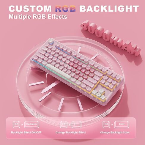 YUNZII B87 TKL Wireless Mechanical Keyboard (Pink, Milk Switch) in Kuwait