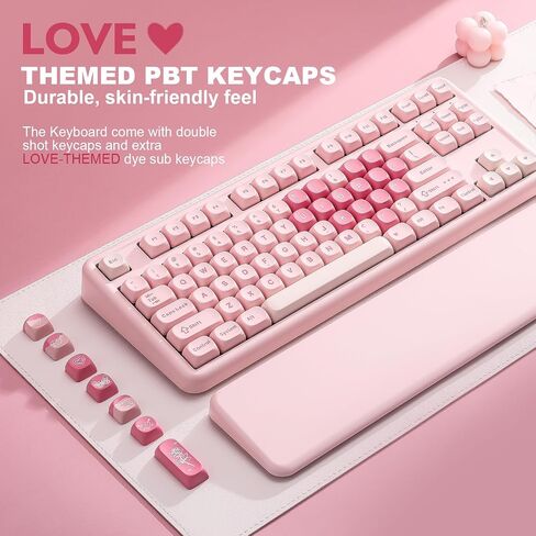 YUNZII B87 TKL Wireless Mechanical Keyboard (Pink, Milk Switch) in Kuwait
